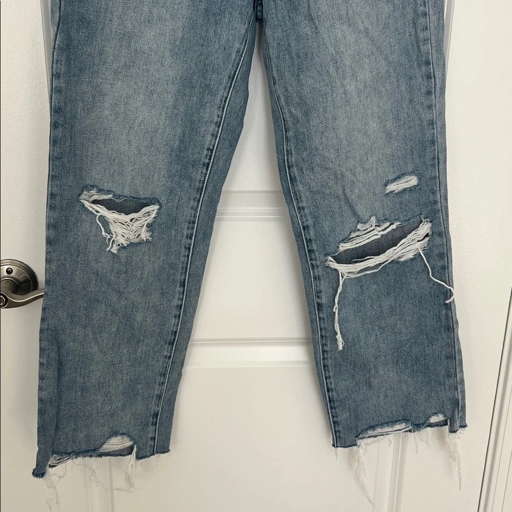 Pistola Cassie Distressed High Rise Straight Leg Jean Button Fly Size 27 - Picture 5 of 9